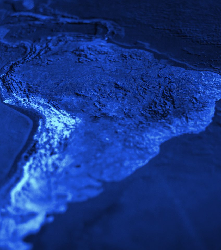 Relief map of South America